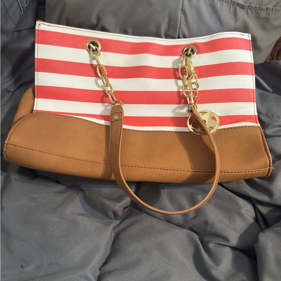 Striped Red and Tan Women's Bag - Picture 1 of 3